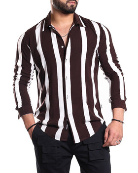 Russet Brown Striped Shirt