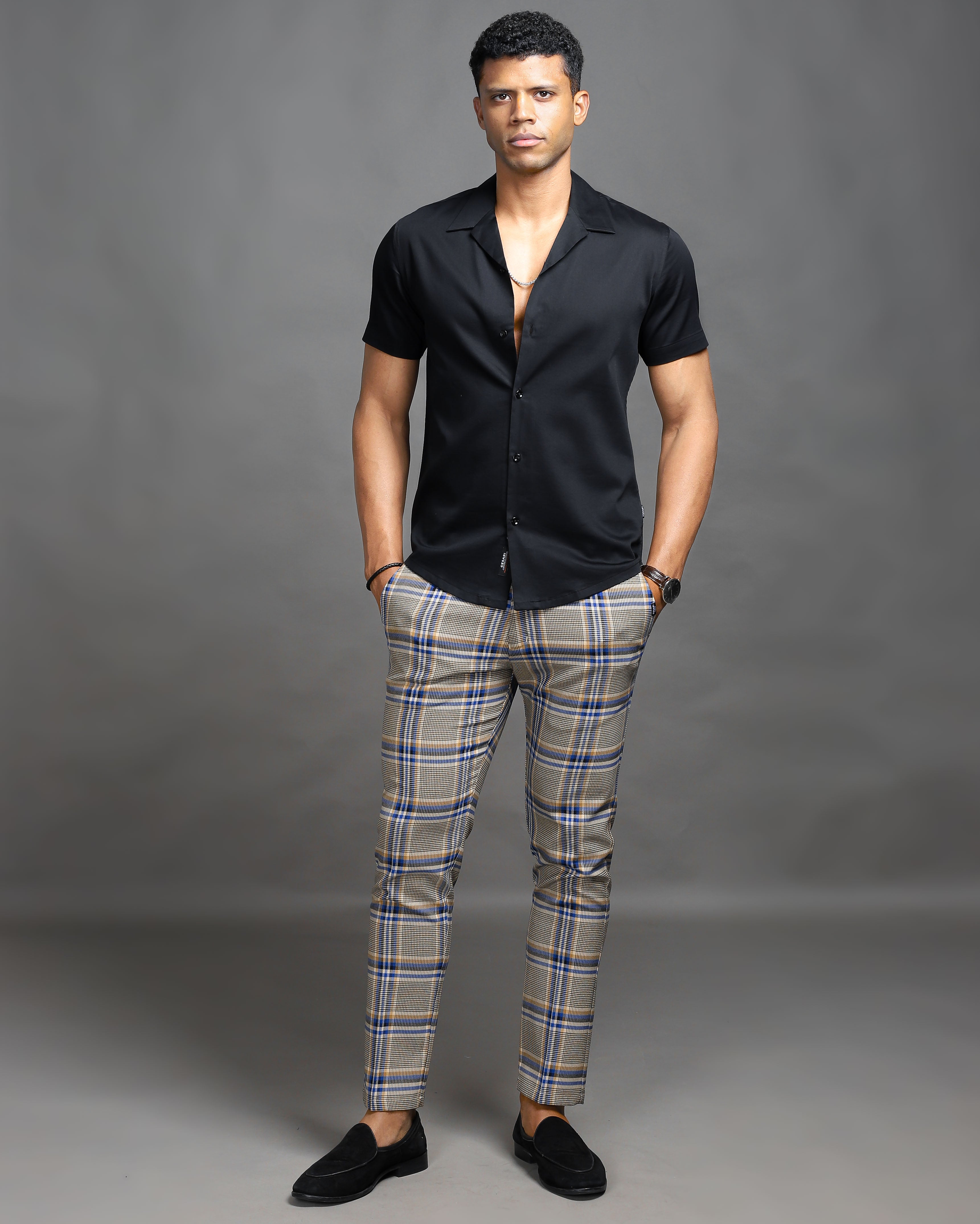 Sand Glen Plaid Check Pants - CESARI LONDON