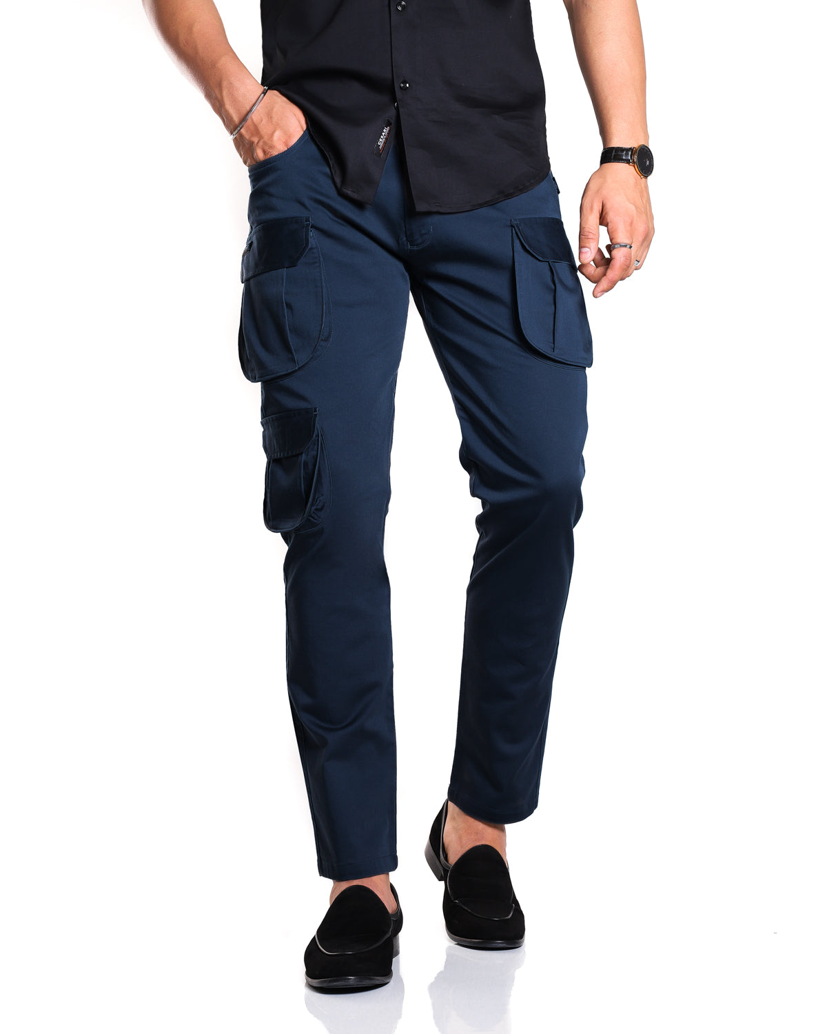 Space Blue 7-Pocket Cargo Pants