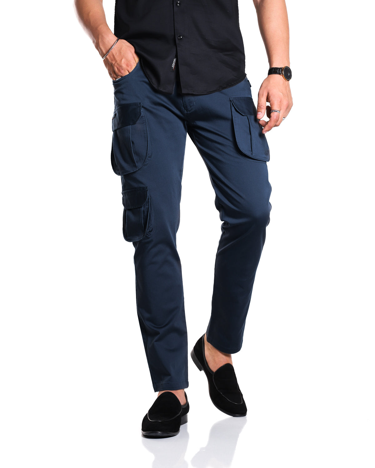 Space Blue 7-Pocket Cargo Pants