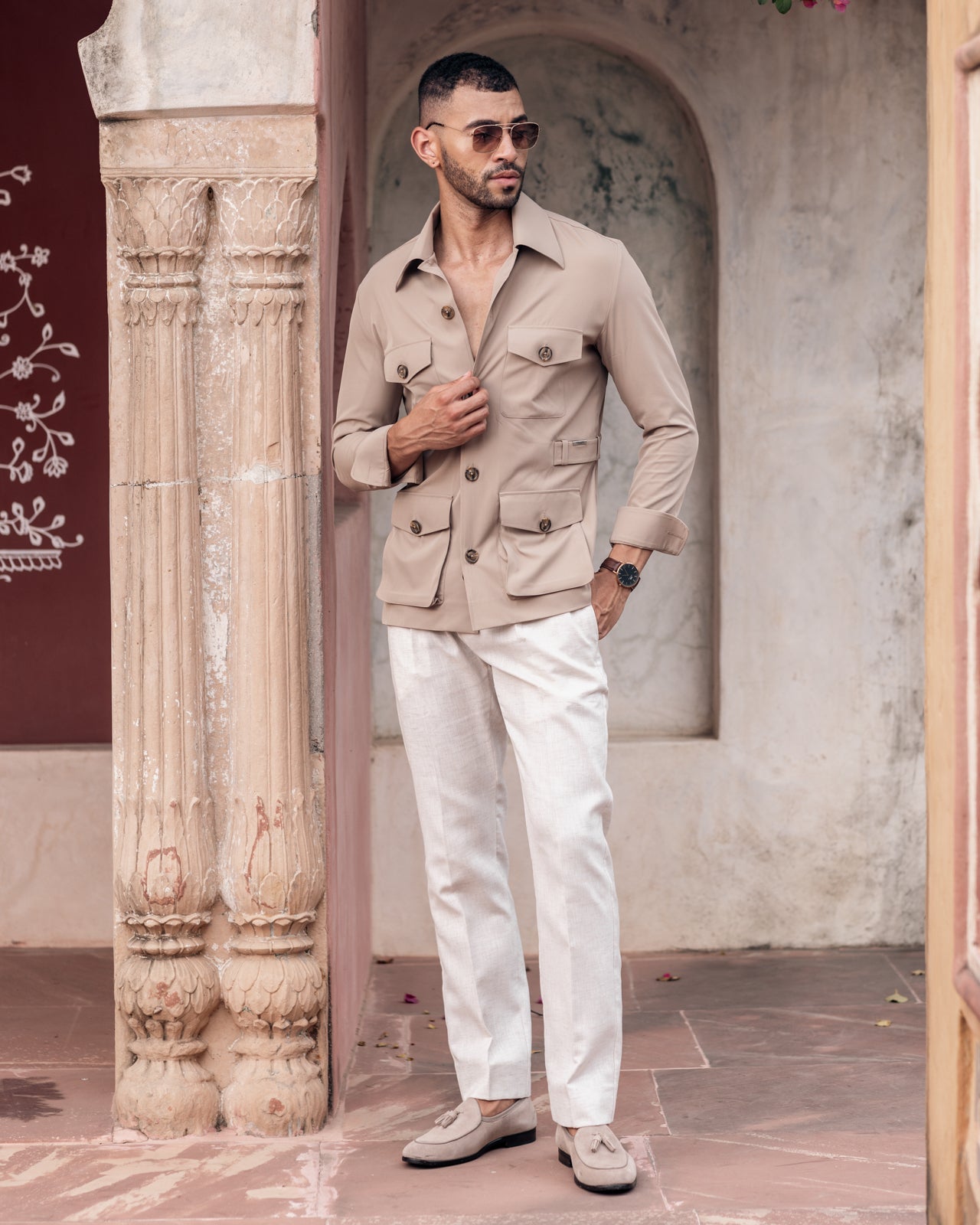 Beige Stefan Field Safari Shirt