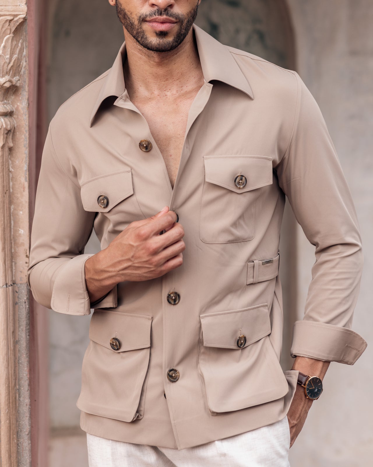 Beige Stefan Field Safari Shirt
