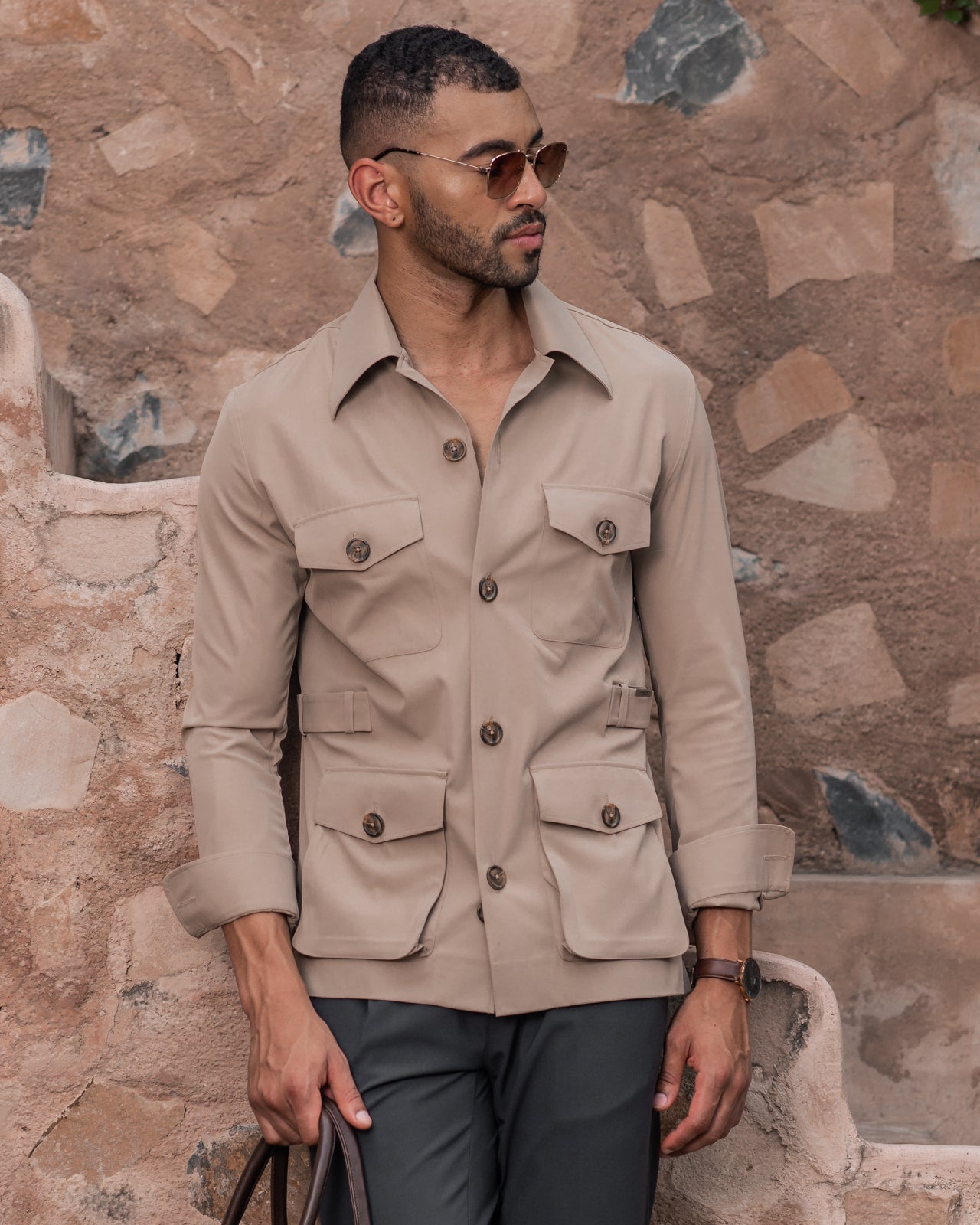 Beige Stefan Field Safari Shirt