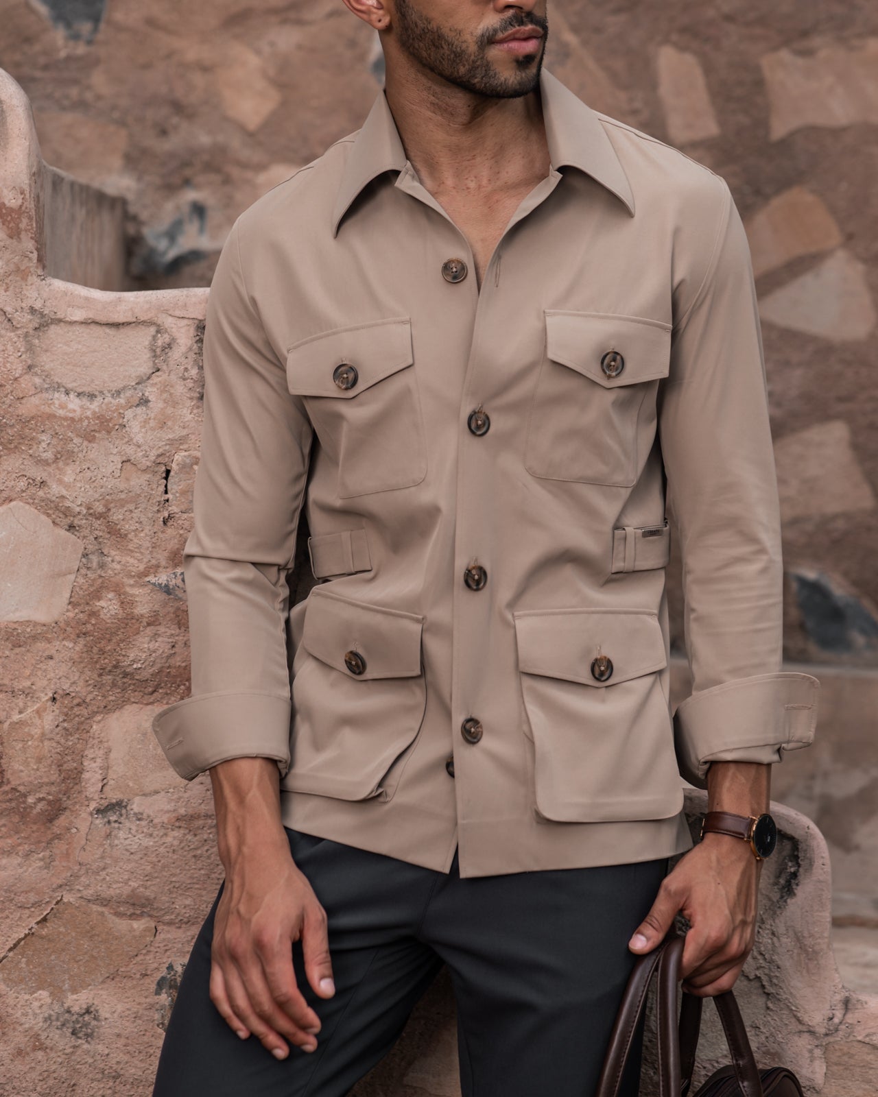 Beige Stefan Field Safari Shirt