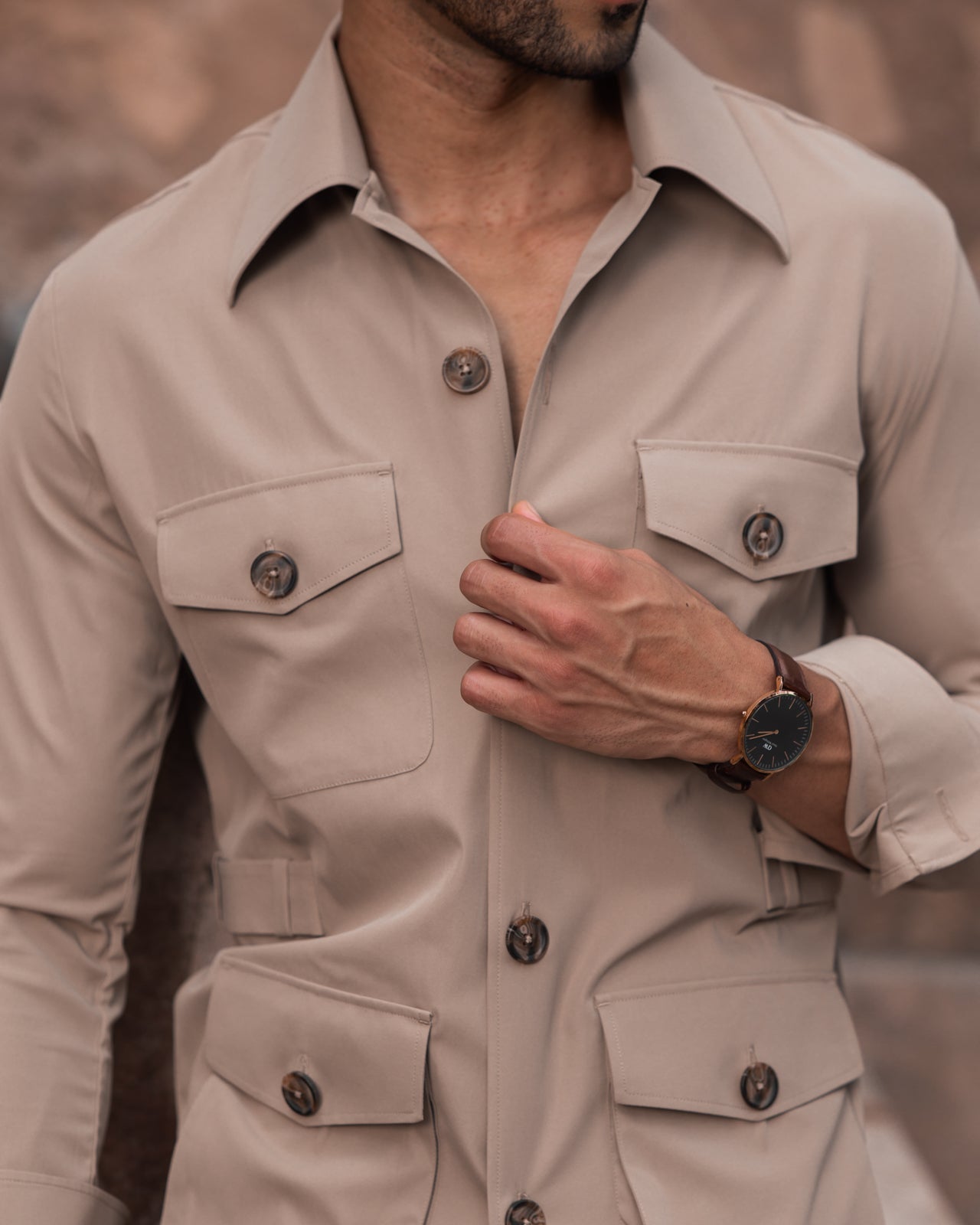 Beige Stefan Field Safari Shirt