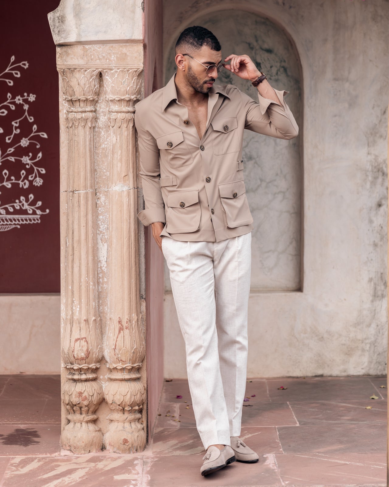 Beige Stefan Field Safari Shirt