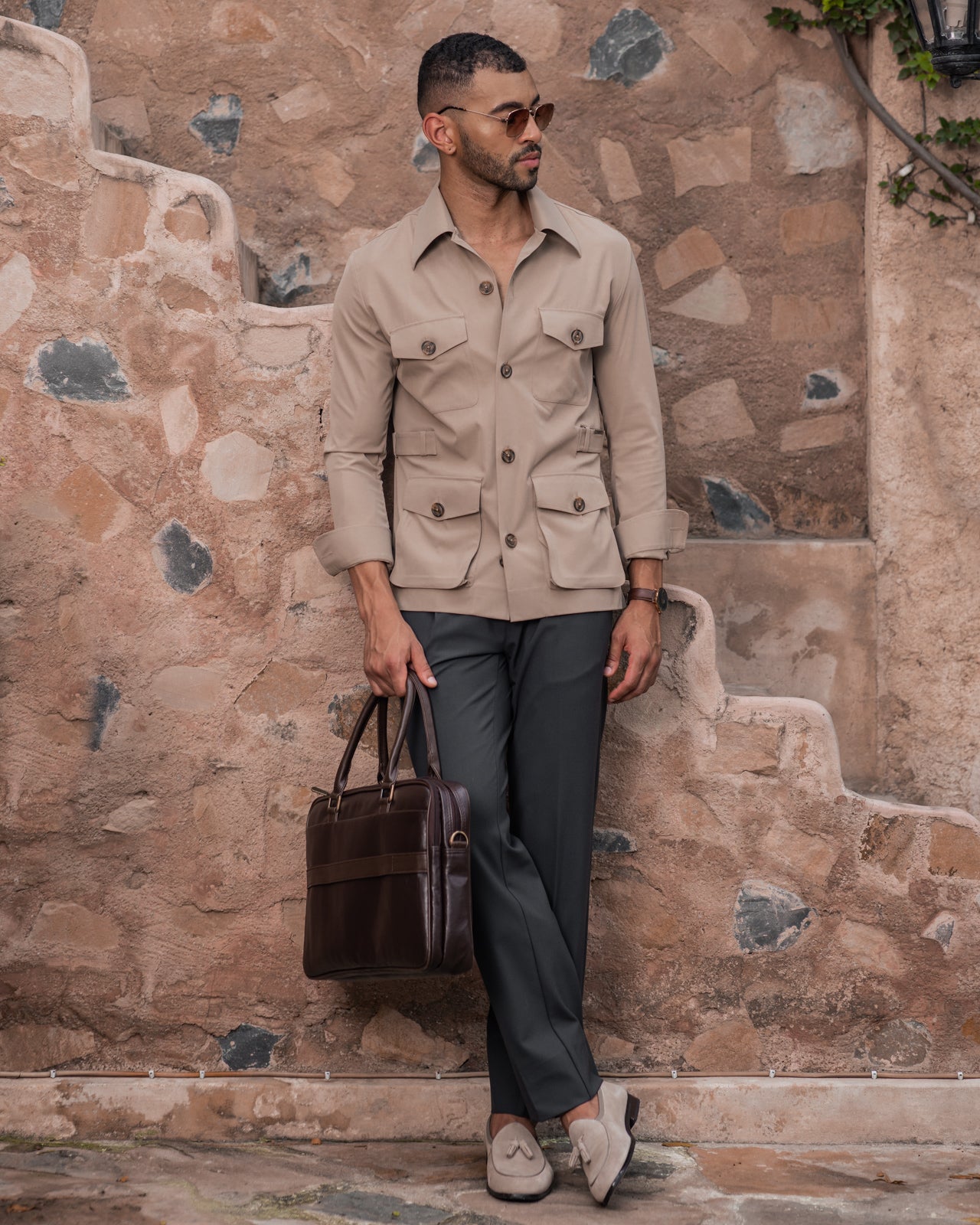Beige Stefan Field Safari Shirt