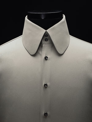Light Grey High Stand Round Point Collar Shirt