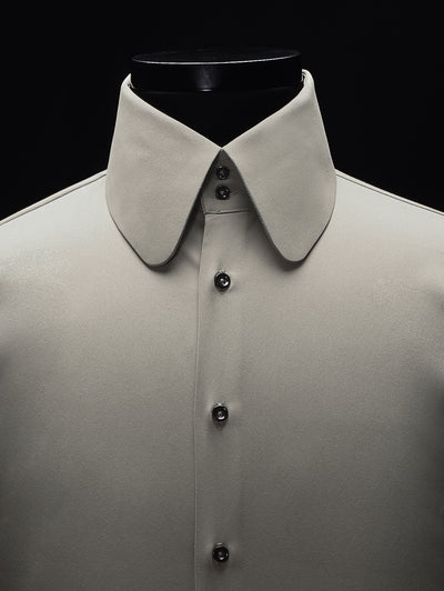 Light Grey High Stand Round Point Collar Shirt