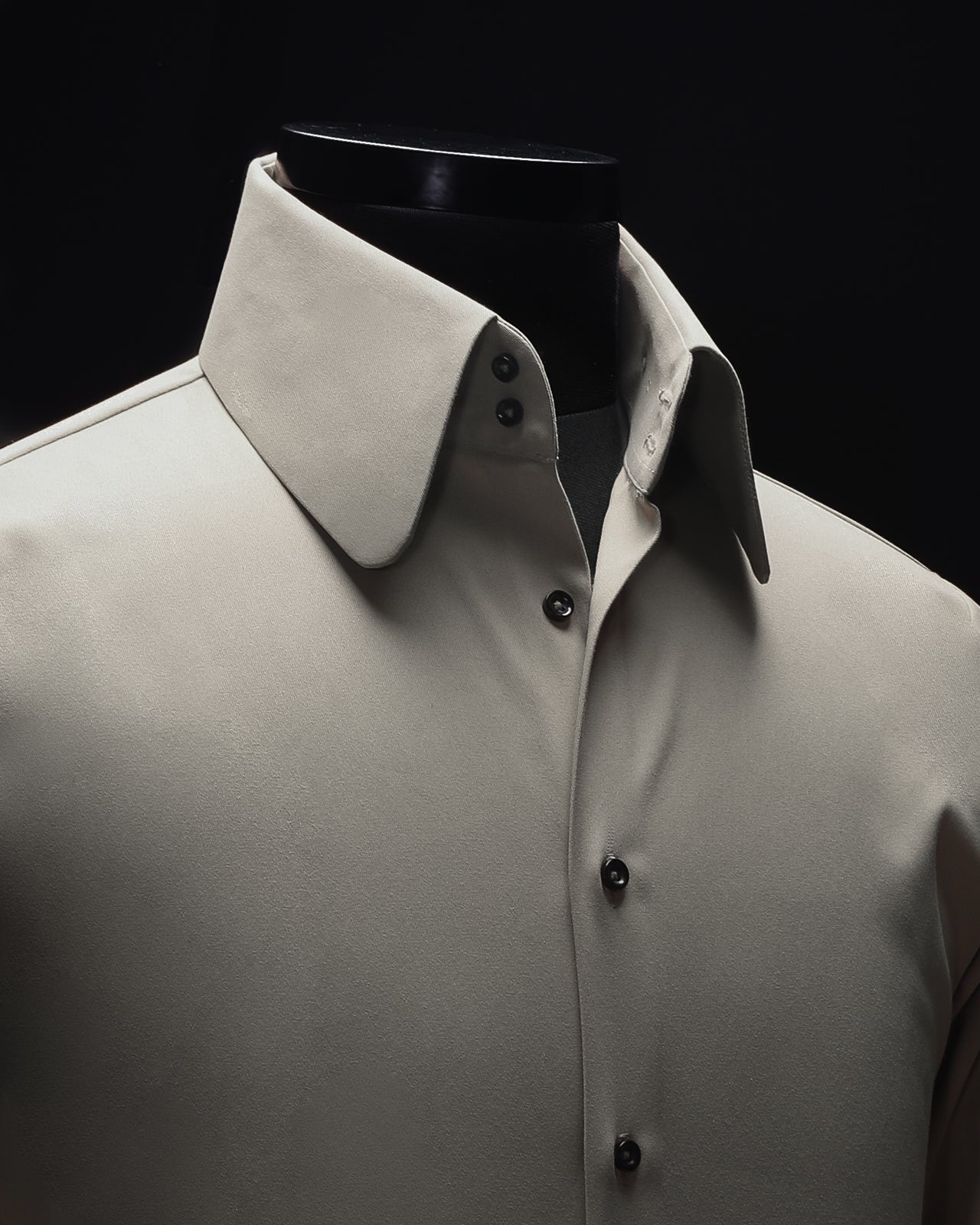 Light Grey High Stand Round Point Collar Shirt