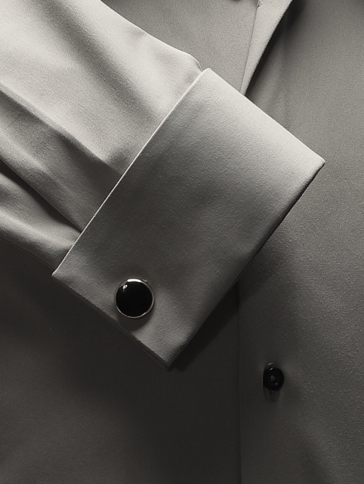 Light Grey High Stand Round Point Collar Shirt