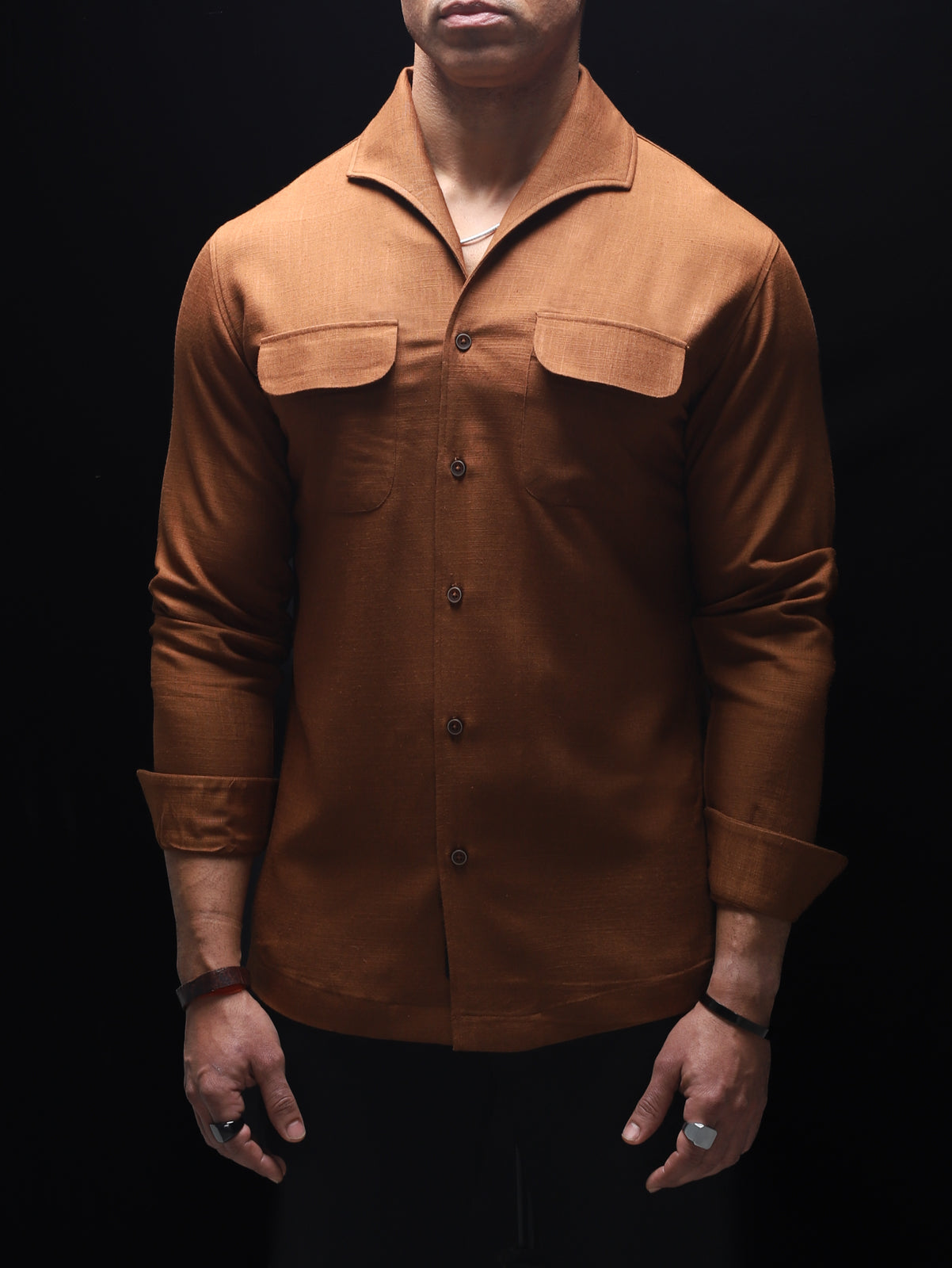 Rust - One Piece Lapel Cooper Collar Shirt