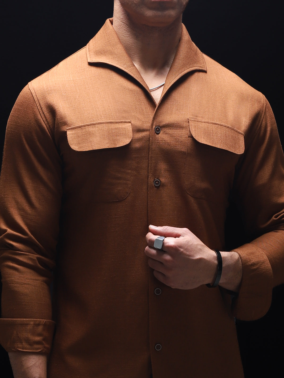 Rust - One Piece Lapel Cooper Collar Shirt