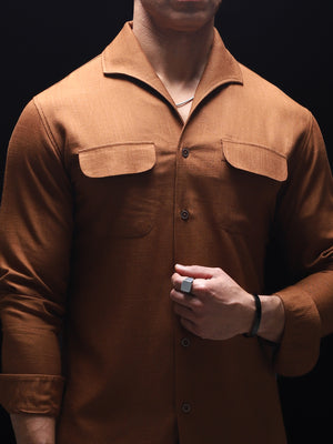 Rust - One Piece Lapel Cooper Collar Shirt