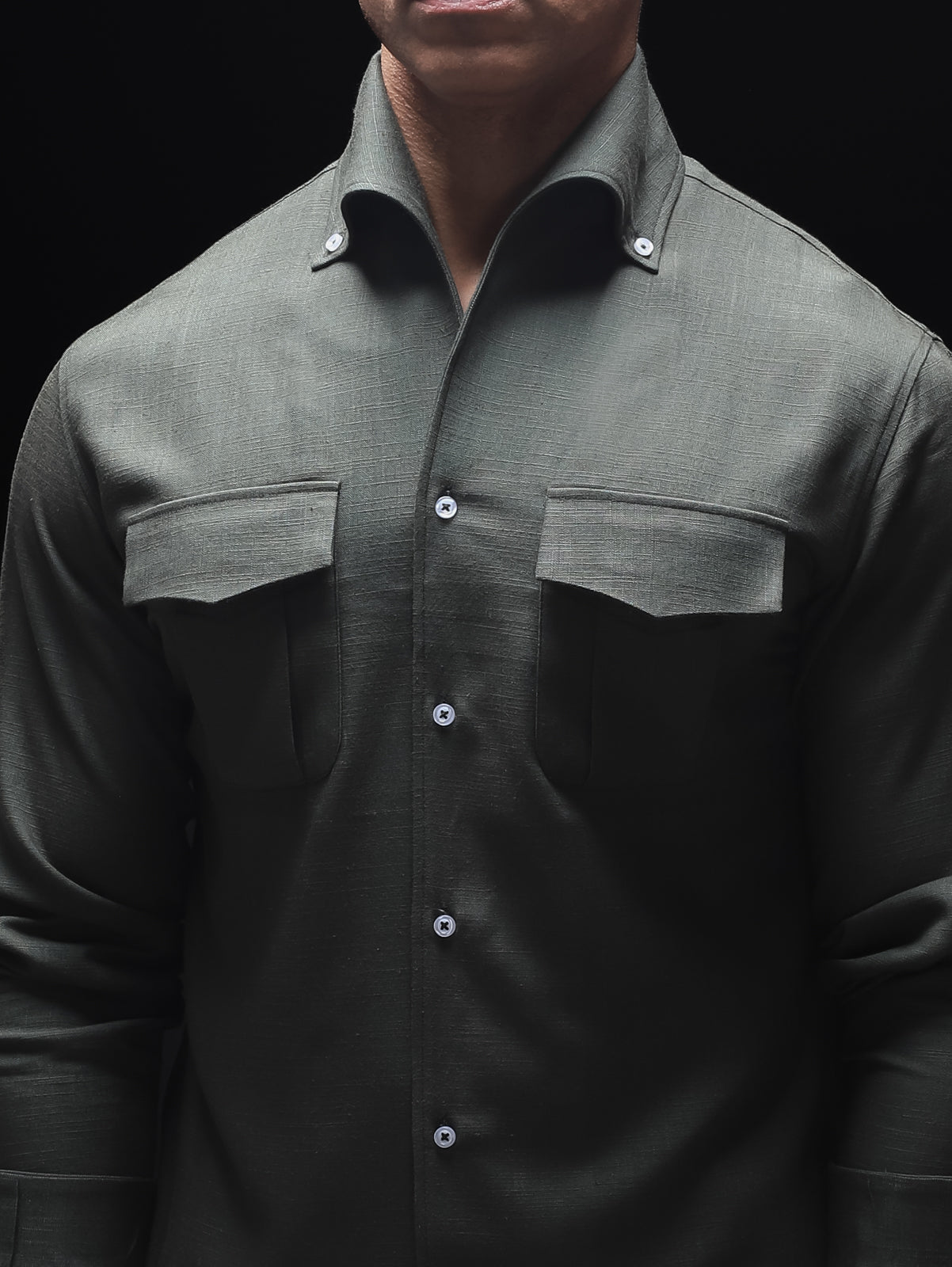 Green - One Piece Button Down Cooper Collar Shirt