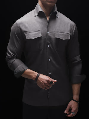 Grey - One Piece Button Down Cooper Collar Shirt