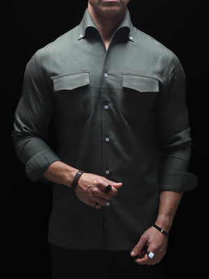 Green - One Piece Button Down Cooper Collar Shirt
