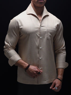 Beige - One Piece Lapel Cooper Collar Shirt