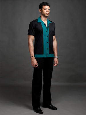 Teal Green Contrast Panel Shirt
