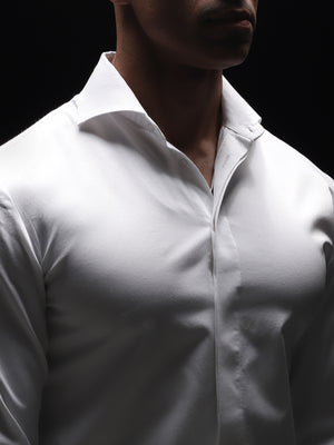 White Cut-Away Collar Minimal Shirt (Premium Collection)