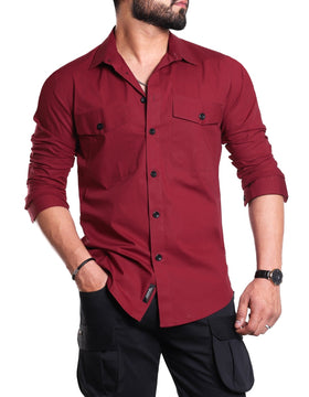 Dual Pocket Carmine Red Shirt