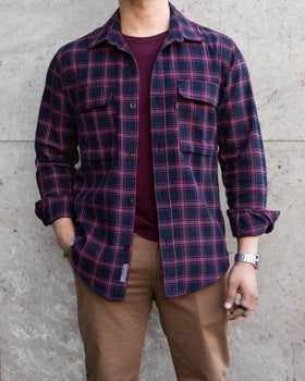Navy Flannel Check Overshirt