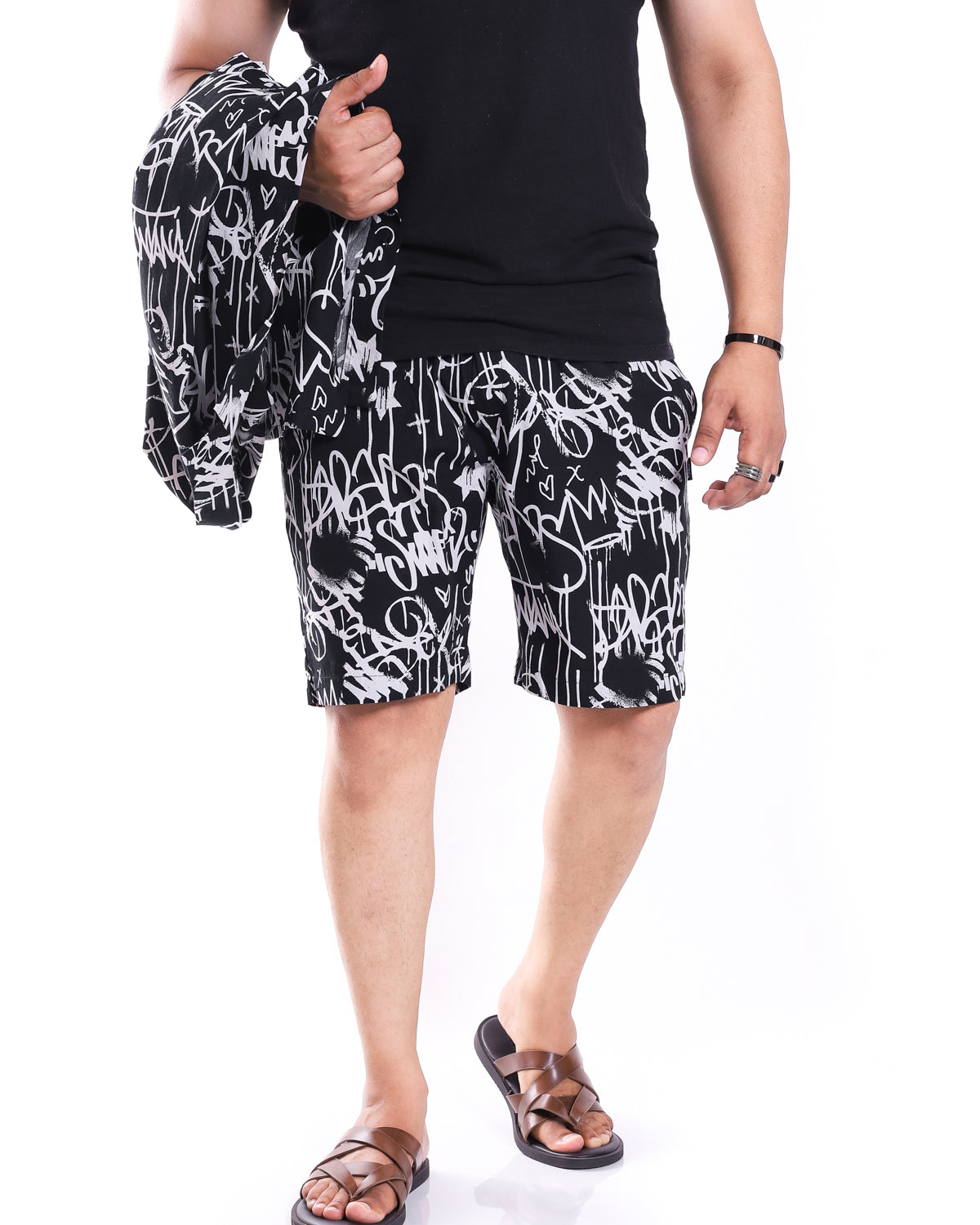 Sketch Print Cotton Shorts (Shirt not included) - CESARI LONDON